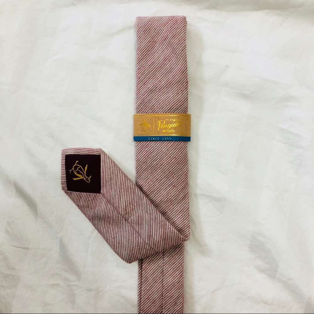 Penguin Skinny Tie red striped